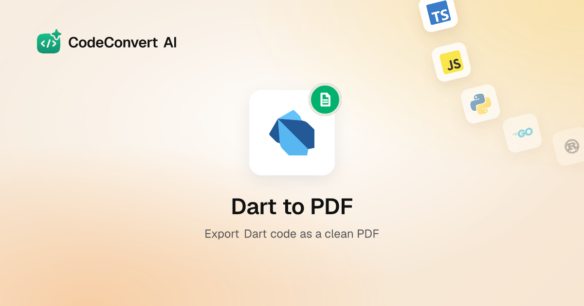 Dart to PDF - Export Dart Code with Syntax Highlighting | Free Online