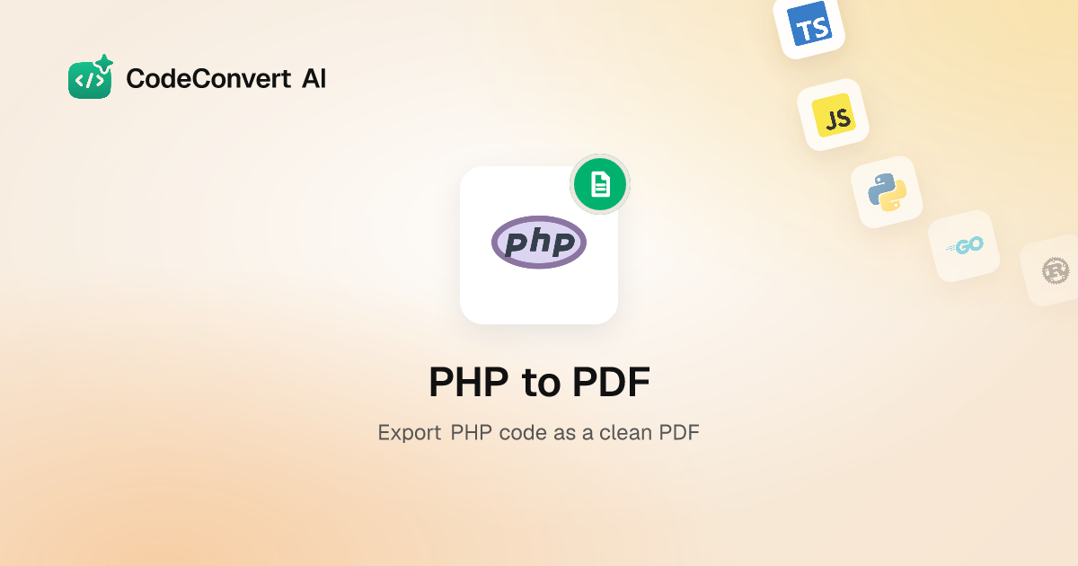 PHP to PDF - Export PHP Code with Syntax Highlighting | Free Online