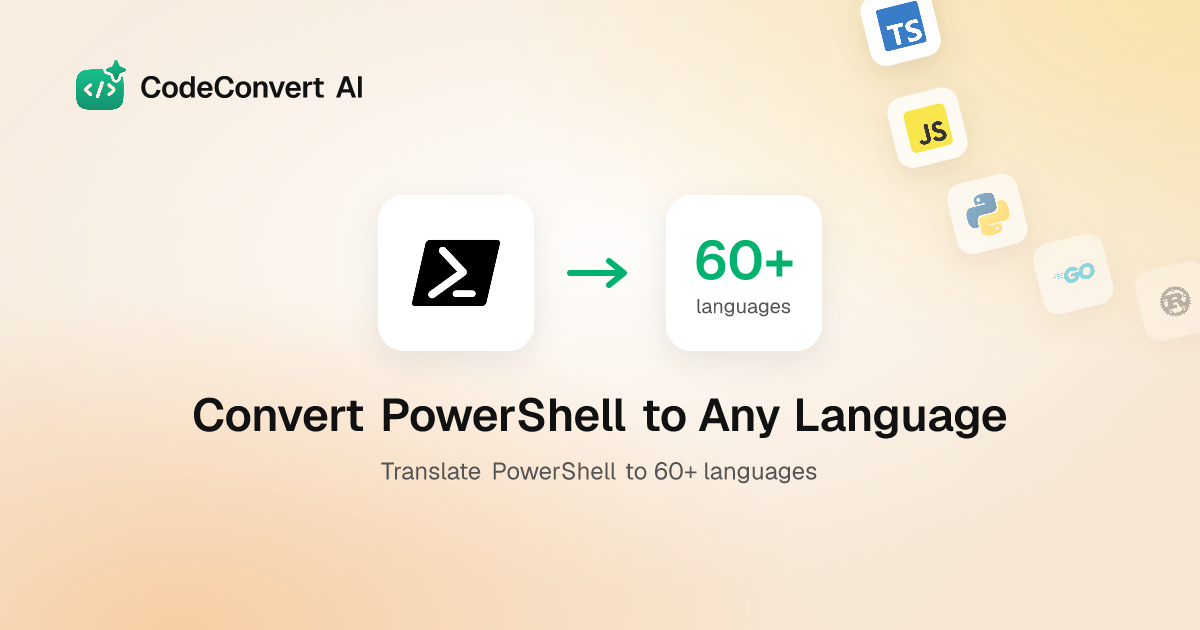 Convert PowerShell Code to Any Language - Free Online | CodeConvert AI