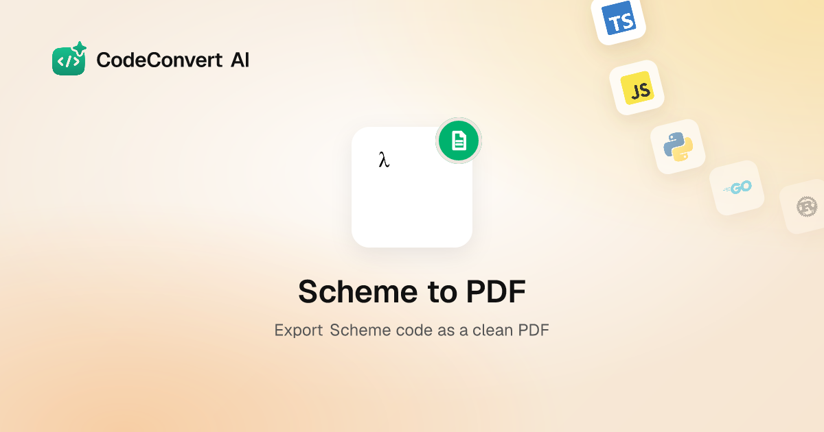 Scheme to PDF - Export Scheme Code with Syntax Highlighting | Free Online