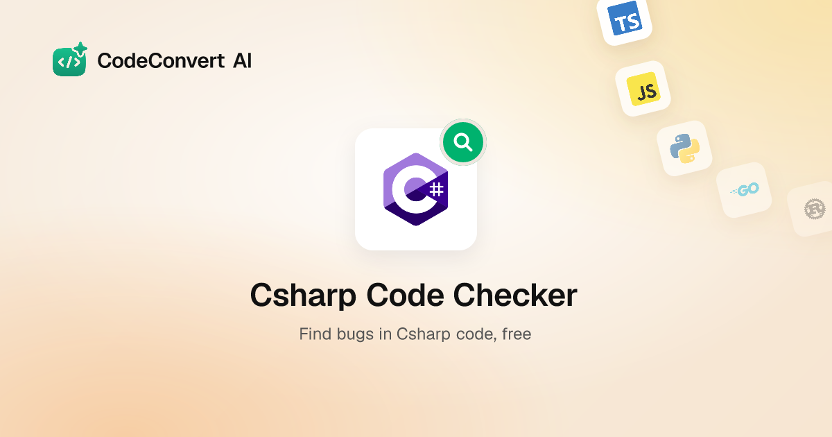 Free Csharp Code Checker - AI Bug Finder | CodeConvert AI