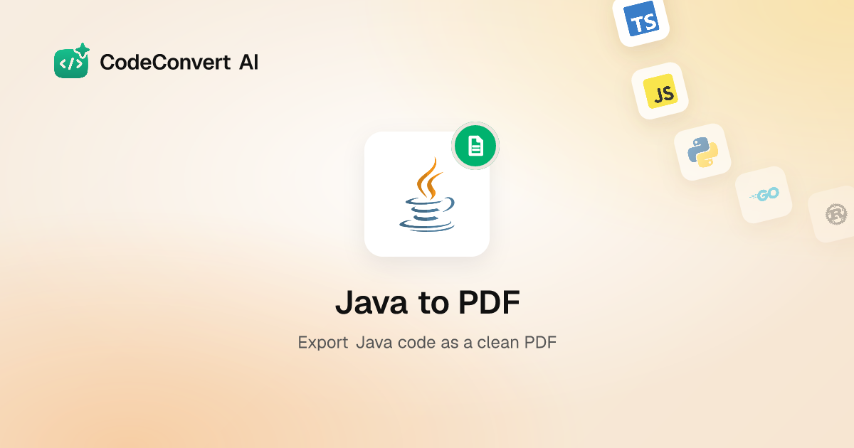 Java to PDF - Export Java Code with Syntax Highlighting | Free Online