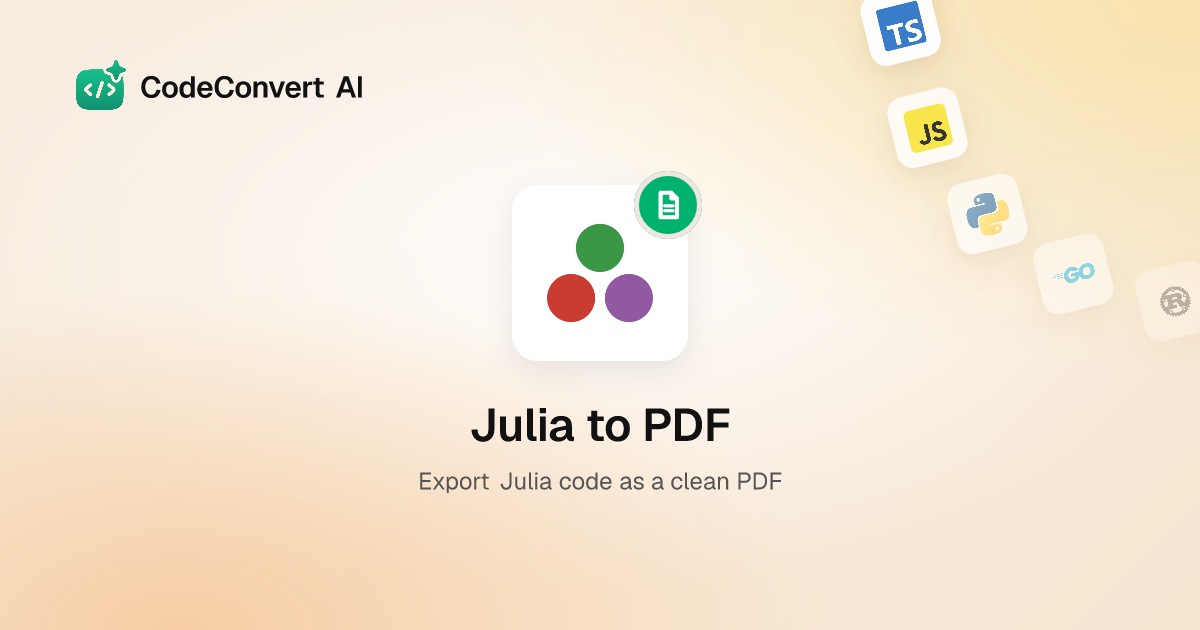 Julia to PDF - Export Julia Code with Syntax Highlighting | Free Online