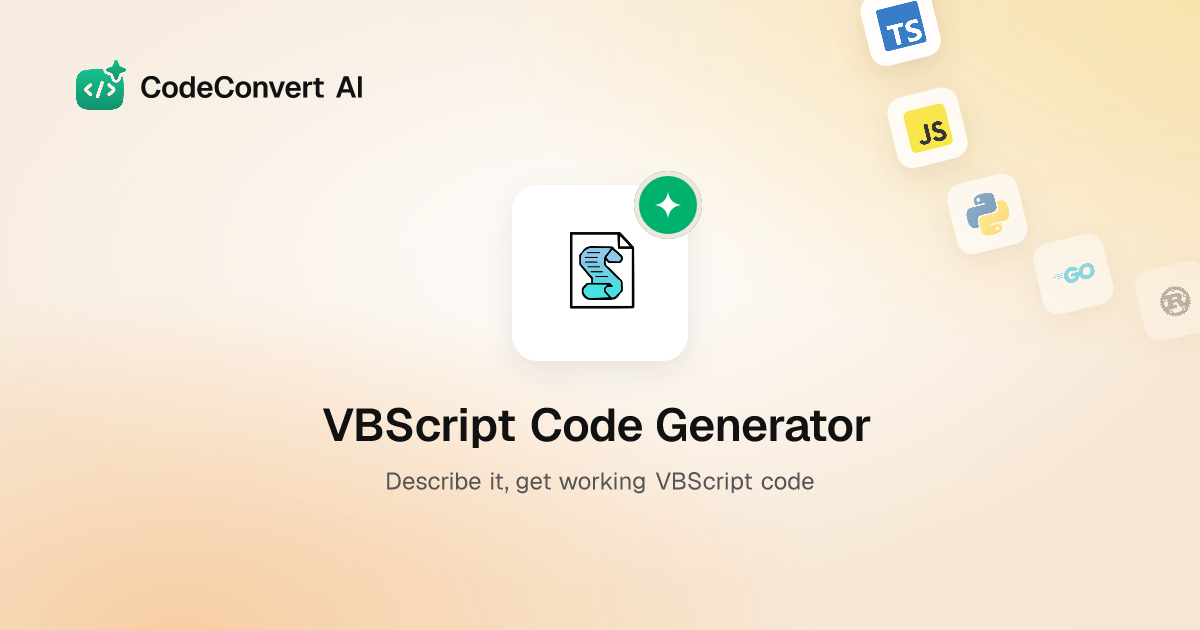 Free VBScript Code Generator - AI-Powered | CodeConvert AI